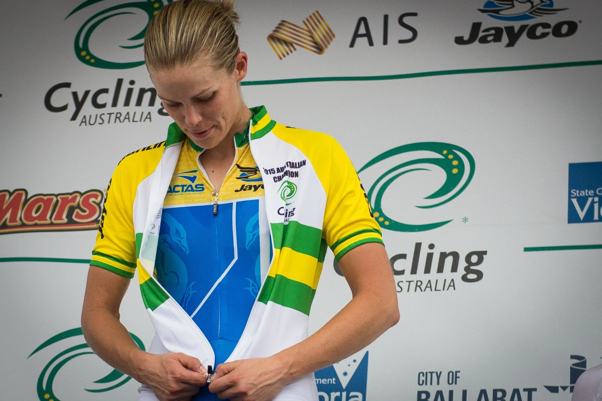 Dr Kimberley Wells in the Australian National Champion jersey