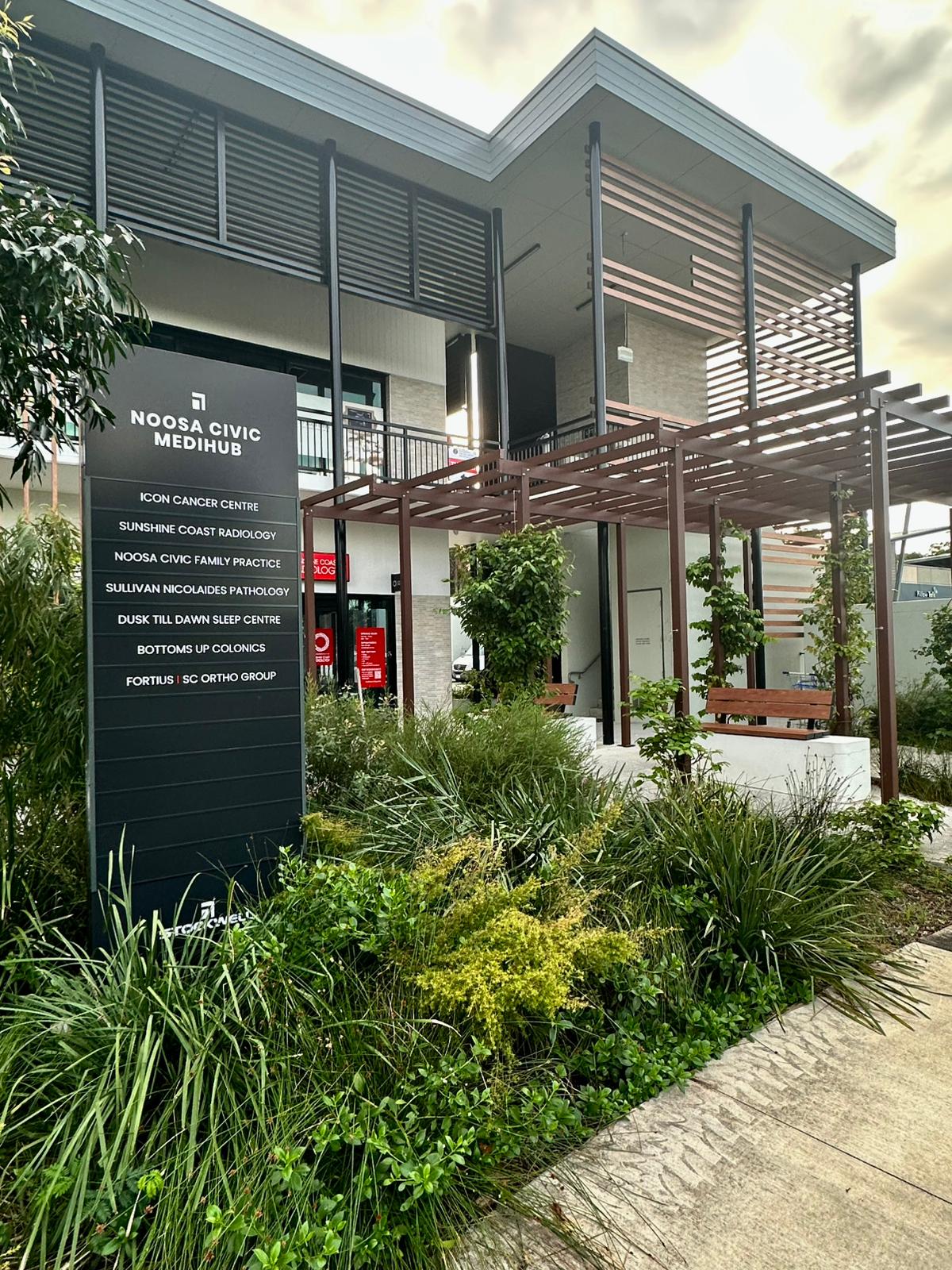 Noosa Civic MediHub building exterior and signage, Noosaville